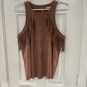 Hollister Brown Fringe Tank Top